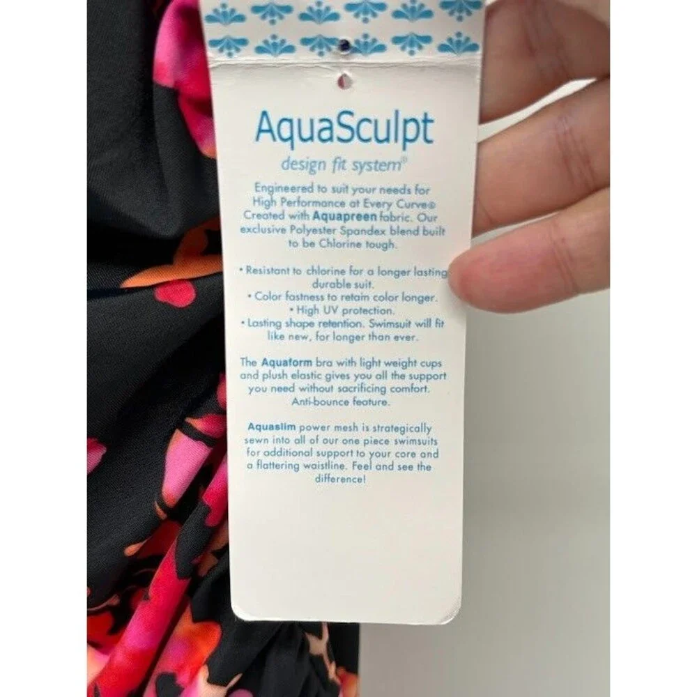 Women's Aquabella Swimsuits for All Size 16 Bathing‎ Suit Floral One Piece NWT